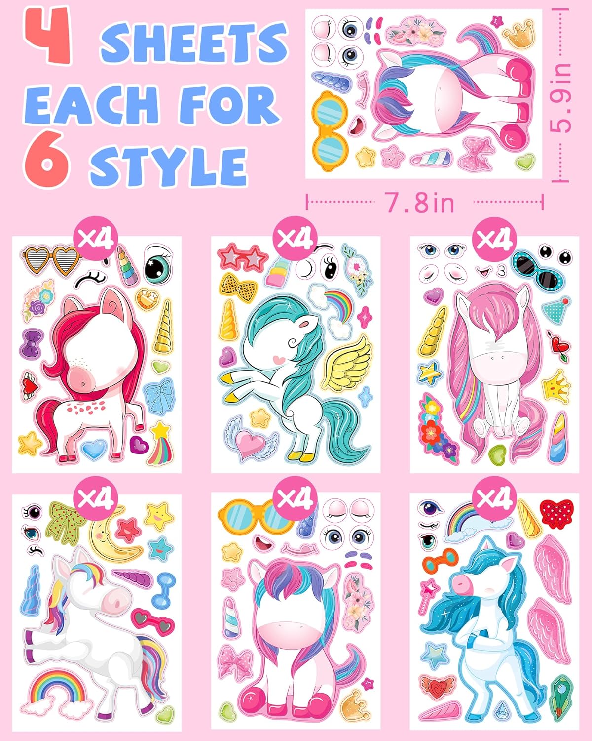24 Pcs Make Your Own Dinosaur Sticker Sheets, Dinosaur Party Favors Face Stickers for Kids Boys Toddlers Crafts Activities Gift Bags Birthday Party Valentines Day Gifts for Kids Classroom