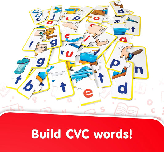 Junior Learning CVC Puzzles - Color-Coded Phonics Word Games for Kindergarten, Self-Correcting Consonant Vowel Consonant Reading Puzzle Set, 36 pcs, Ages 4+