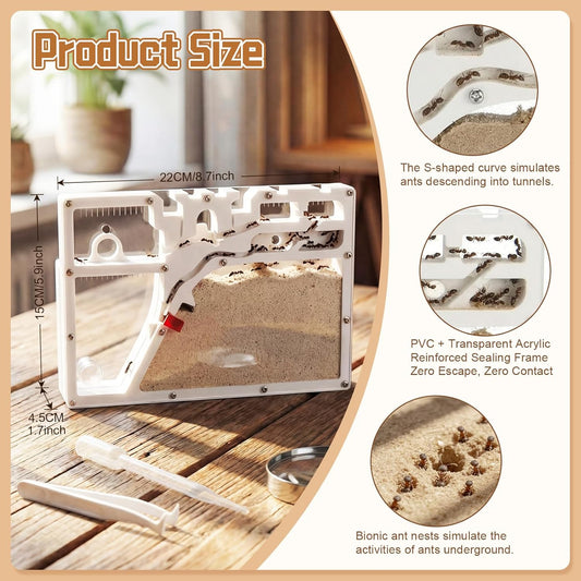 Yellow Sand Ant Castle Ant Habitat Kit, 8.7inch Decorative Sand Terrarium with Dropper Tweezers, No Ants or Food Included