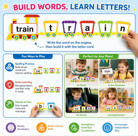 Little Train Alphabet Flash Cards Spelling Game Dry Erase Sight Word Flash Cards Learning Resources ABC Learning Classroom Games
