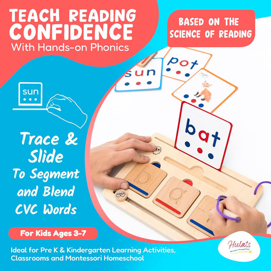 CVC Word Magic: Montessori Reading Game for Kindergarten Phonics Mastery, Learn to Read & Write 50 Sight Words for Toddlers 2-4 Years, Montessori Toy for 2+ Year Old, Letter Tracing Tiles, Flash Cards