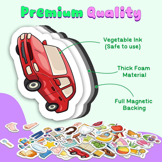 50 First Words Fridge Magnets for Toddlers,Refrigerator Magnets for Kids Baby Reading Speech Therapy Learn to Read Educational Learning Magnetic Toys for Whiteboard Preschool Homeschool
