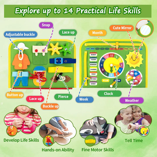 Letoya Toddler Busy Board, Farm Busy Book Montessori Toys for Toddlers, Sensory Board Learning Toy Educational Activity Books Birthday for Girls Boys, Travel Toys for Airplane Car