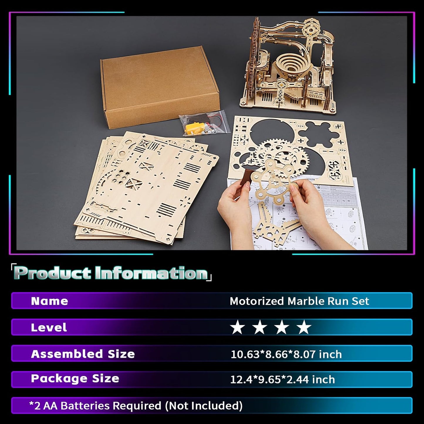 Upgraded Motorized 3D Wooden Puzzles for Adults Marble Run Set, 236-Piece Mechanical Model Kit, STEM Building Project & Unique Gift for Men, Women, Teens, Christmas Birthday Gift