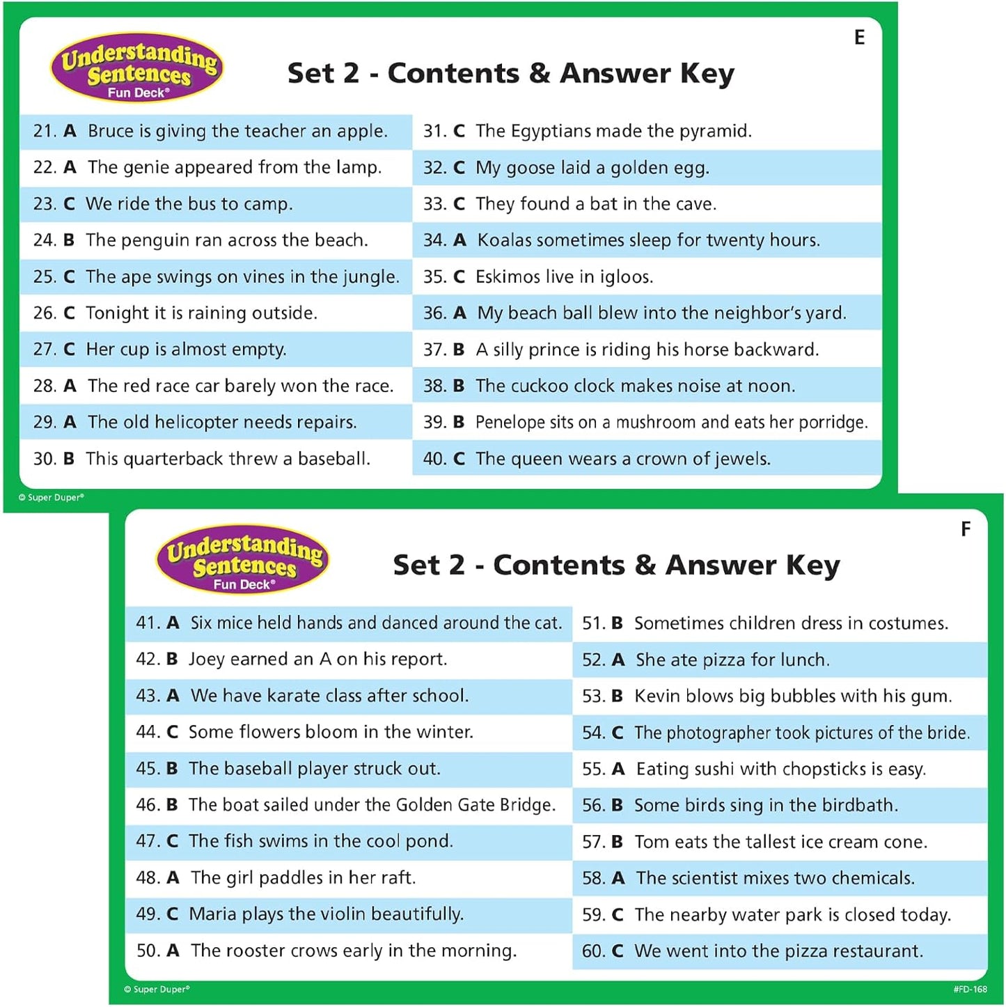 Super Duper Publications | Understanding Sentences Fun Deck with Secret Decoder | Educational Learning Resource for Children