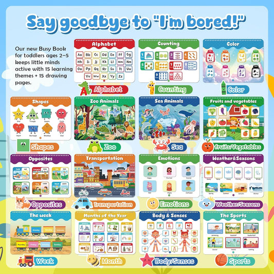 Montessori Busy Book for Toddlers 3-5, Activity Books for Kids, Toddler Busy Book for Preschool and Kindergarten Learning Activities