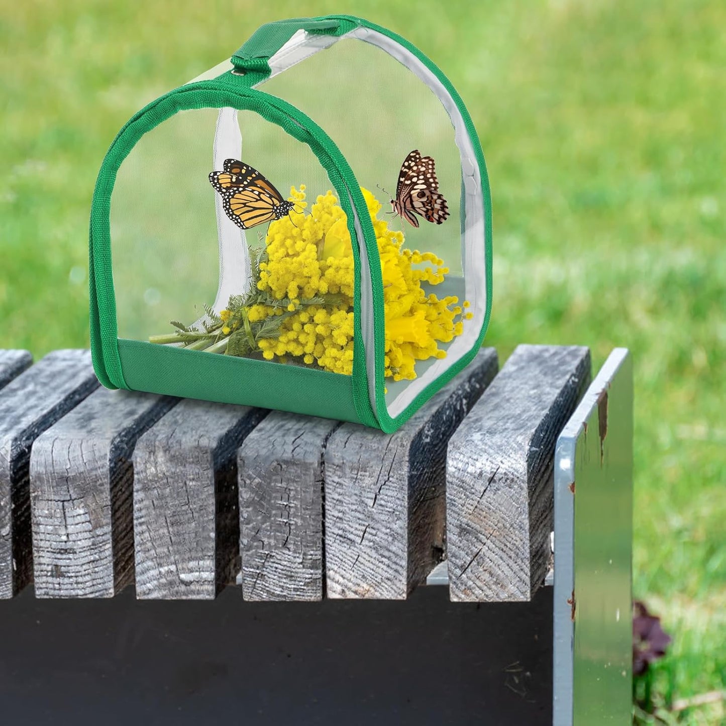 ZOOFOX 2 Pack Monarch Butterfly Habitat, 8" Small Collapsible Insect Mesh Cage Terrarium Pop-up