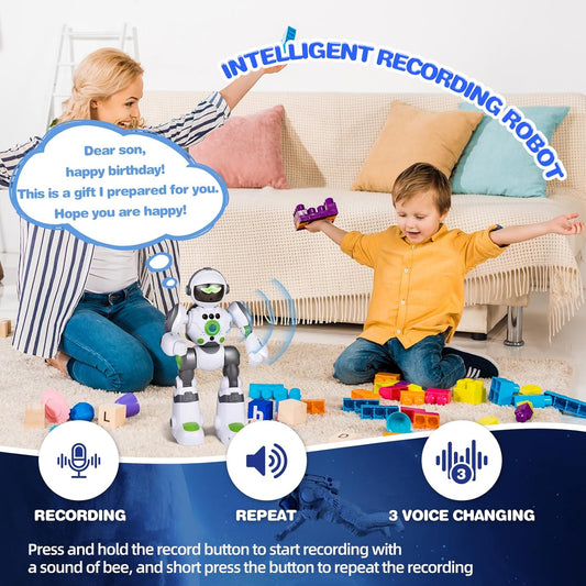 Remote Voice Control Large Robot: Intelligent Programmable Popular Science Story Toys with Gesture Sensing Presents for Kids