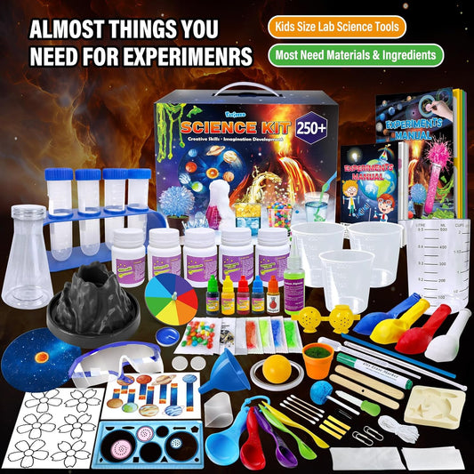 PATIFEED 250 Experiments Kits for Kids, Science S.T.E.M Projects Scientific Toys for Boys Girls Gifts Ideas Birthday Christmas, Erupting Volcano, Planet, Bouncy Ball,Chemistry Scientist Set