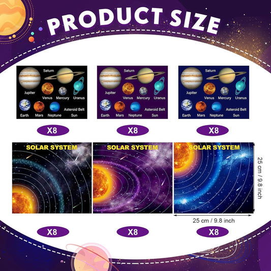 24 Set 48 Sheets Planet Craft Kits Waterproof Space Stickers DIY Make Your Own Solar System Stickers for Crafts Reward Game Activities