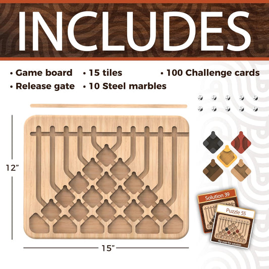 MindWare Marble Circuit Deluxe Brain Teaser Puzzles – Logic Game for 1 Player – Great Gift for Kids & Adults – Premium Marble Maze Game with 100 Brain Puzzles – Ages 8+