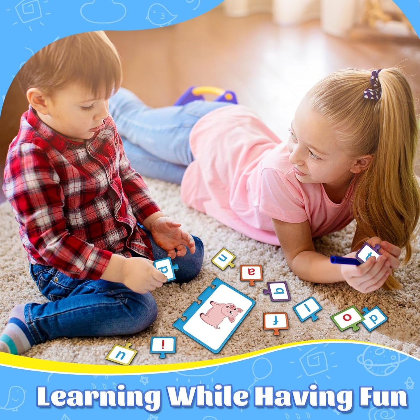 CVC Word Puzzles for Kids, 25 PCS Alphabet Letter Puzzle, CVC Words Building Games, Speech Therapy Materials for Toddler, Learning Spelling Game, Preschool Kindergarten Classroom Must Haves