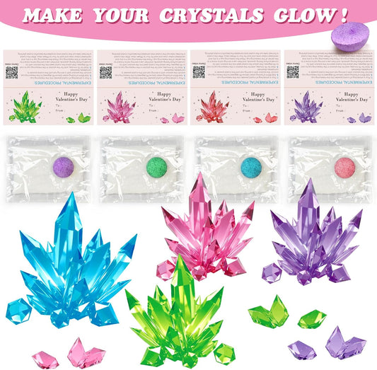 rifamee 24 Pack Valentines Day Gifts for Kids Science Kit Planting Crystal Classroom Exchange School Activities Party Favors for Boys and Girls with Card