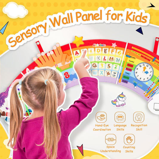 Montessori Sensory Wall Busy Board - Sensory Wall Panel for Kids, Toddler Felt Activity Book Board Toys for 3-6, Activity Cube, Daycare Educational Learning Toys
