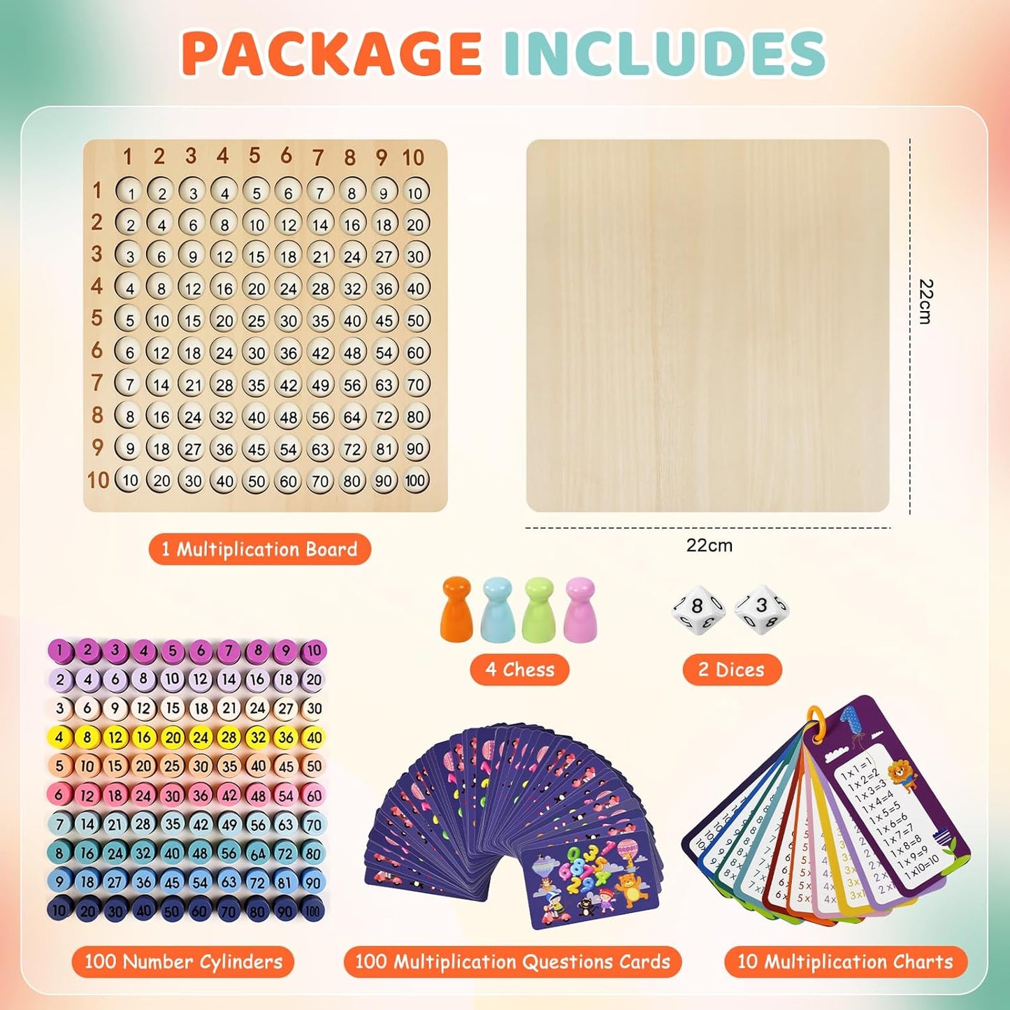 BUZIFU Wooden Montessori Multiplication Board Game: Math Educational Toys Multiplication Table Board Game Montessori Math Manipulatives Toys Toddlers Kids Multiplication Chart Game for Early Education