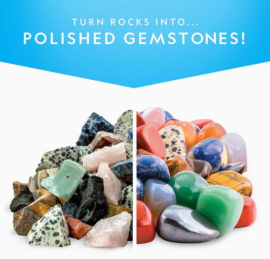 NATIONAL GEOGRAPHIC Rock Refill – Mega Madagascar Pack, 3 lb of Gemstones Including Rose Quartz, Jasper, Labradorite, & More, Tumbler Grit & Jewelry Settings
