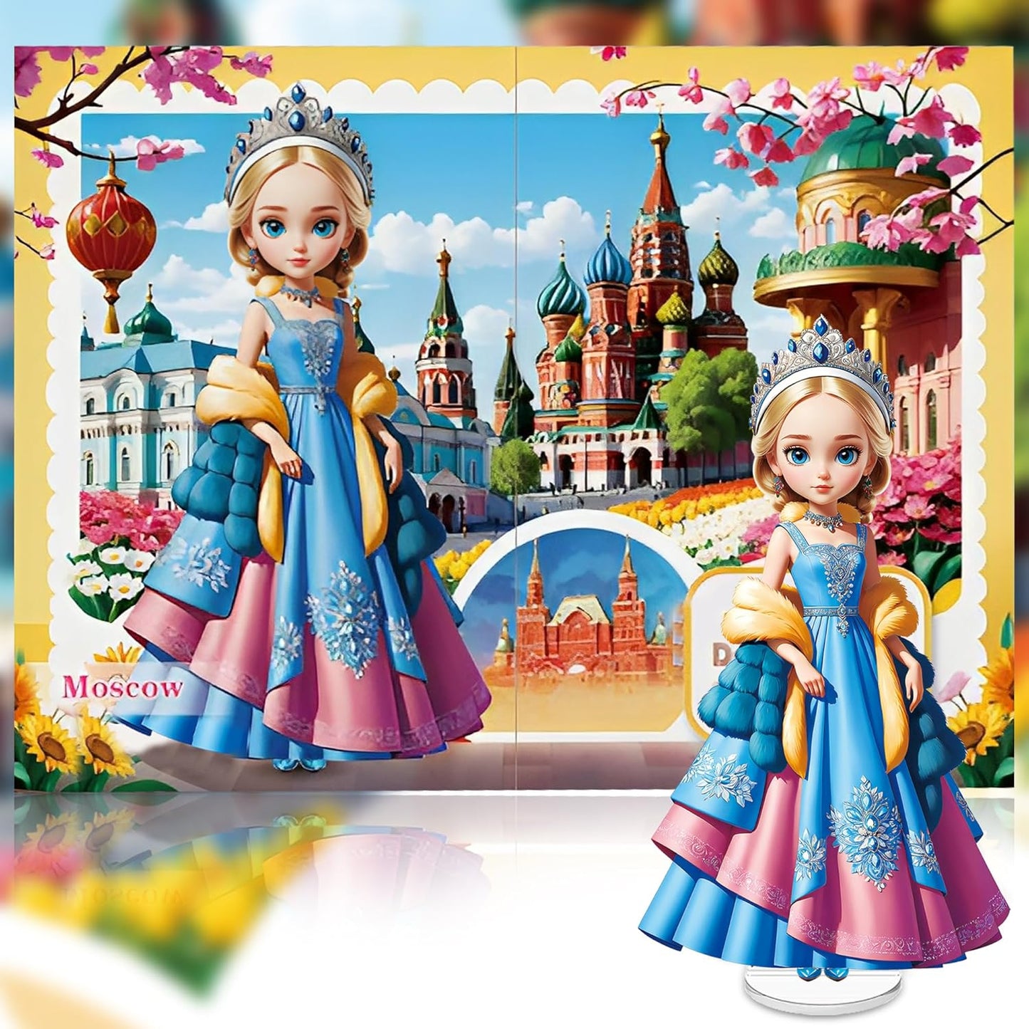 Magnetic Dress Up Dolls for Girls - Princess Magnet Paper Dolls Book with 3D City Buildings - Travel Car Trip Quiet Book Game Toys Easter Birthday Gifts for Kids Toddlers Ages 3 4 5 6 7(Style C)