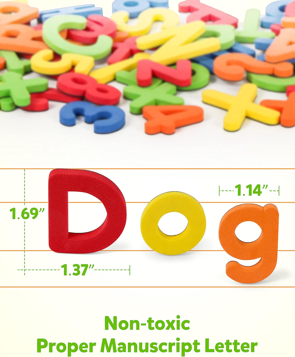 Coogam EVA Magnetic Letters Numbers 78 Pcs Alphabet ABC 123 Fridge Magnets Colorful Educational Toy Set, Preschool Learning Spelling Counting Uppercase Lowercase Math for 3 4 5 Years Kid