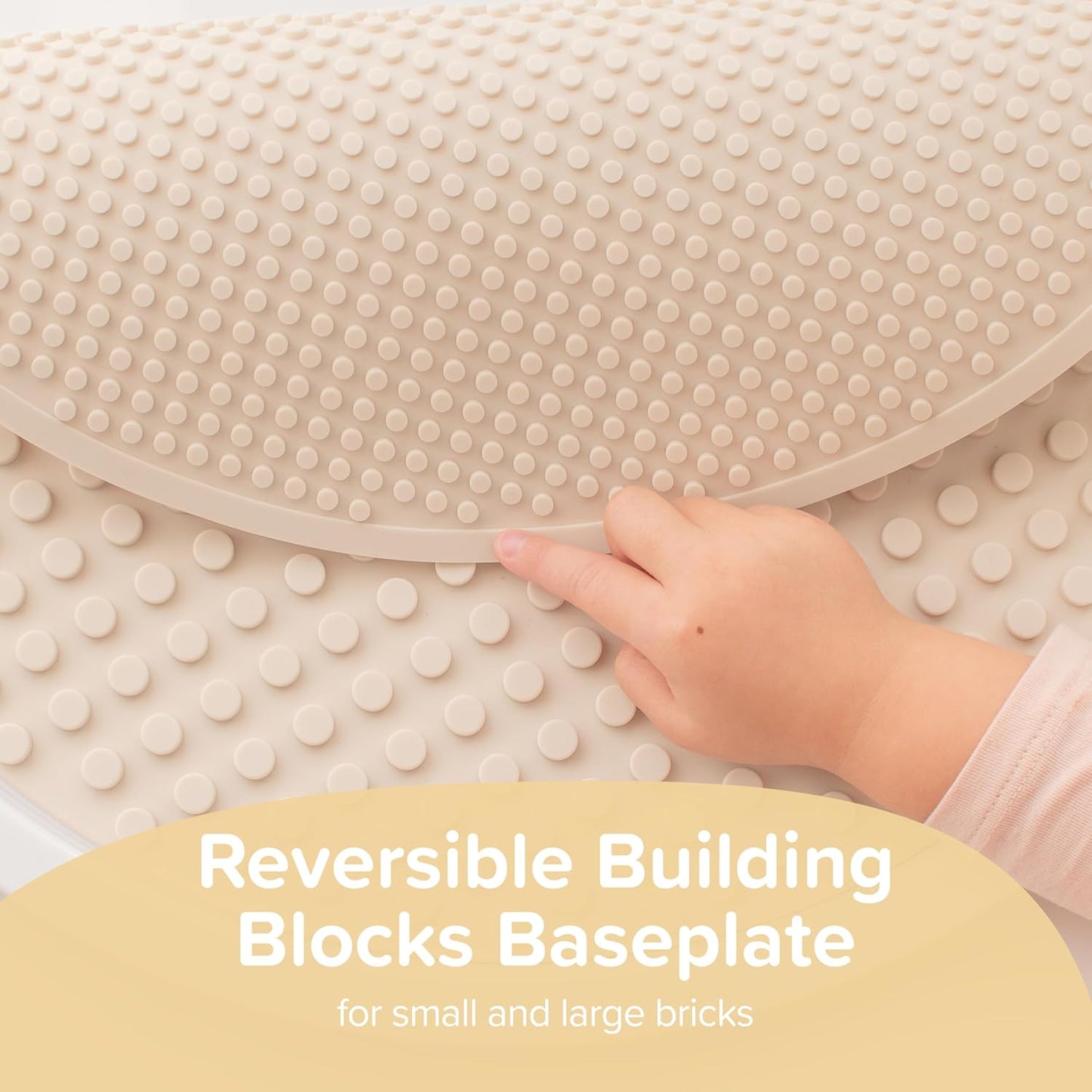 Inspire My Play - Silicone Building Blocks Baseplate - Compatible with All Major Building Block Brands - Double Sided for Large Building Blocks - Perfect Accessory for Sensory PlayTray - Stone