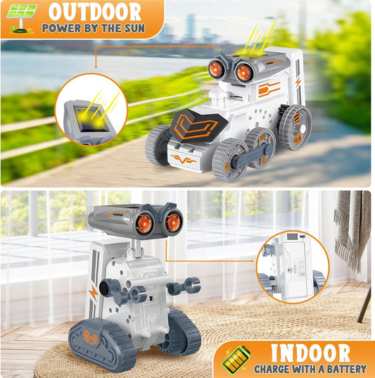 14-in-1 Solar Power Robot, STEM Robot Building Kits for Kids 8-12 Years, DIY Solar & Battery Powered Robotic Set for Kid Birthday Gifts with 191Pcs