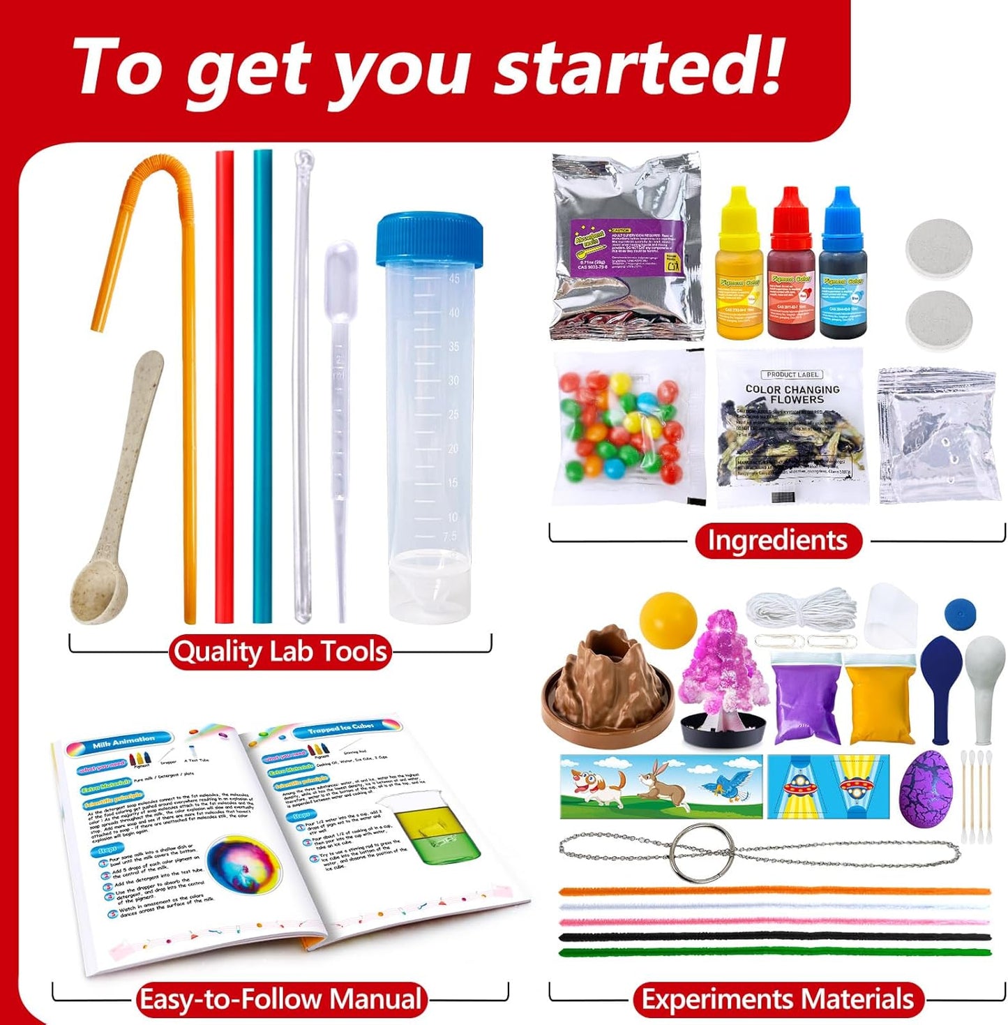 UNGLINGA 40+ Experiments Science Kit for Kids - Chemistry Set, Educational Toy Gift Idea for Boys and Girls Birthday Christmas S.T.E.M Scientist Learing Toy