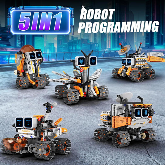 Sciencow 5 in 1 Space Robot Building Set, STEM Robotic Car Toy Kit, Remote & APP Controlled Building Robotics Toy, Christmas Birthday Gifts for Age 8-12 yrs Boys
