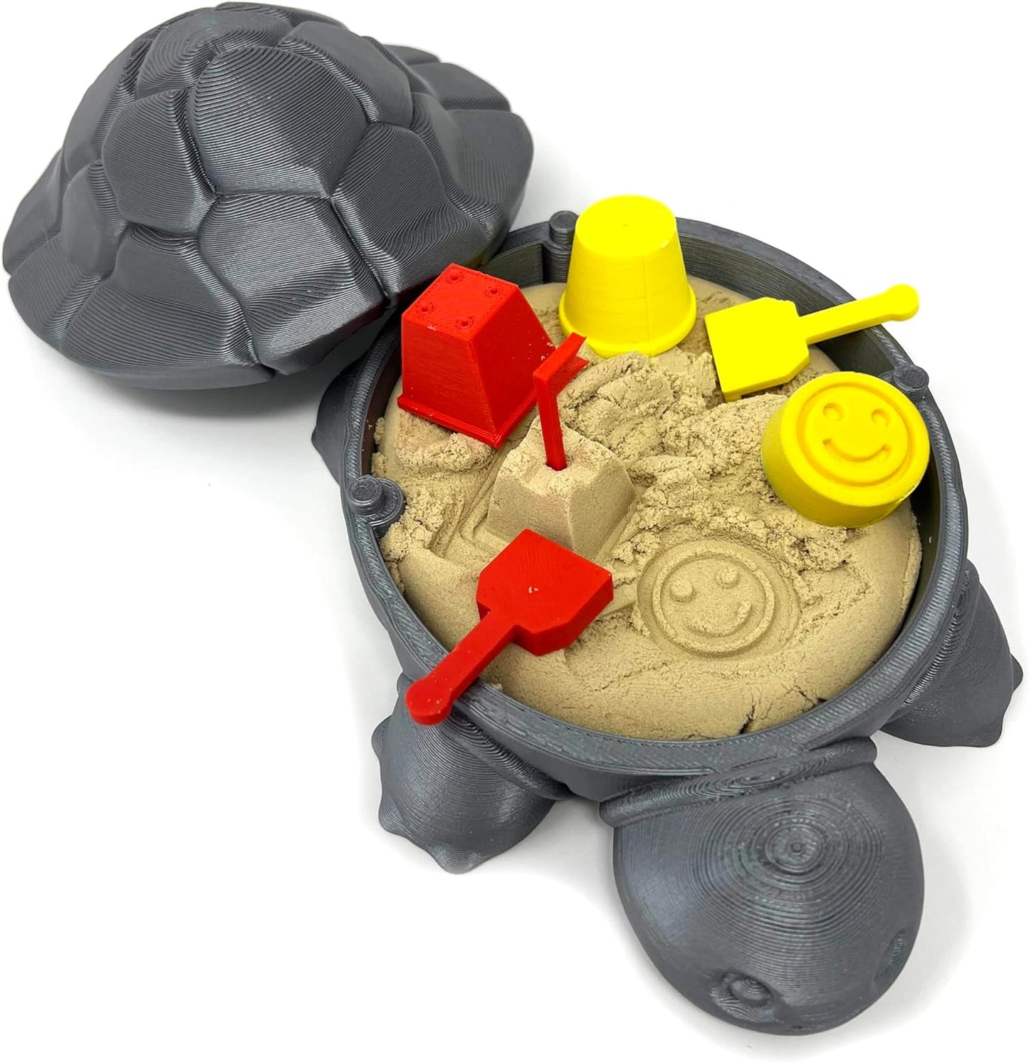 Munnygrubbbers - Mini Desktop Turtle Sand Box - 6 x 6 in - Stress Relief - Includes Soft Moldable Play Sand and Mini Tool Accessories - Novelty Gift - Desktop Decor - Zen Garden - (Lavender)