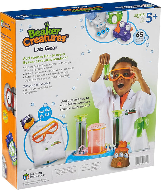 Learning Resources Beaker Creatures Lab Gear - 2 Pieces, Ages 5+ Lab Coat & Glasses for Kids, Science Exploration Games, STEM Toys for Kids