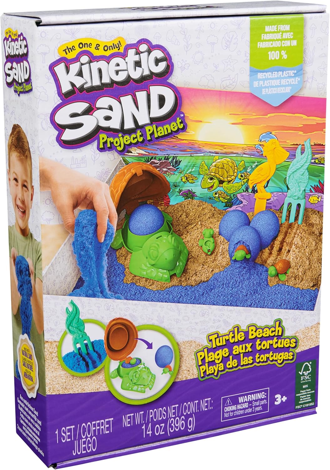 Kinetic Sand, Project Planet Deep Sea with 24oz Sensory Play Sand & Sea Creature Tools, Sustainably Minded Eco Friendly Materials, Holiday Gifts & Stocking Stuffers for Kids Ages 3 and up