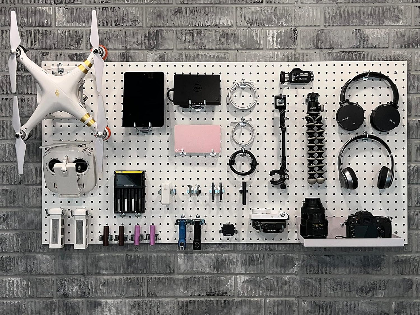 Triton Products Heavy Duty Poly Pegboards - Set of 2 DuraBoard Wall Panels, Each 22" x 18" x 1/4" with 1/4" Holes for Home, Office, Garage, Storage and Organization (White)