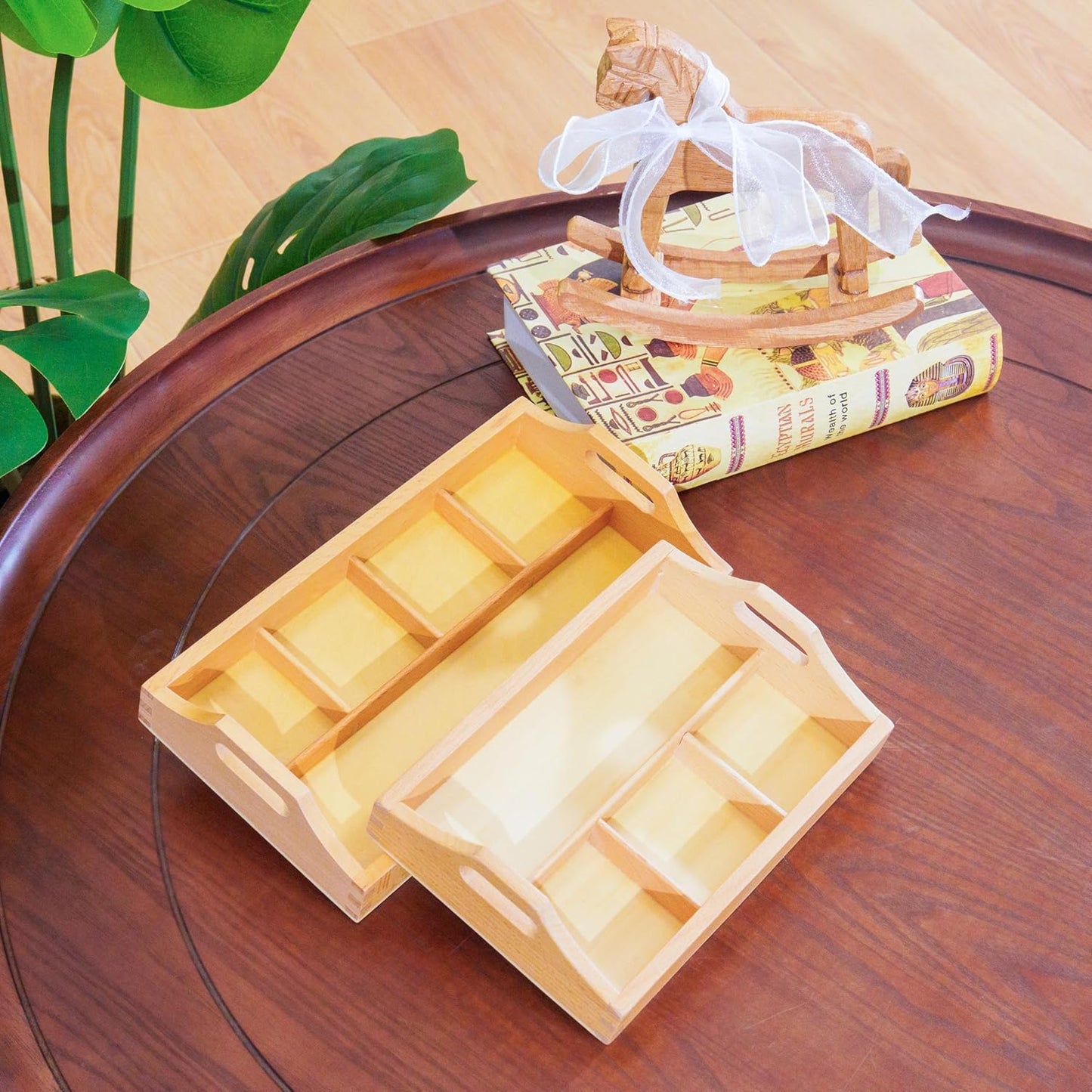 Premium Montessori 3-Compartment Sorting Tray – Solid Beechwood Classification Tray, Practical Life Activity for Sorting, Counting & Fine Motor Skills, Homeschool Classroom Kids Toddlers Ages 3-6
