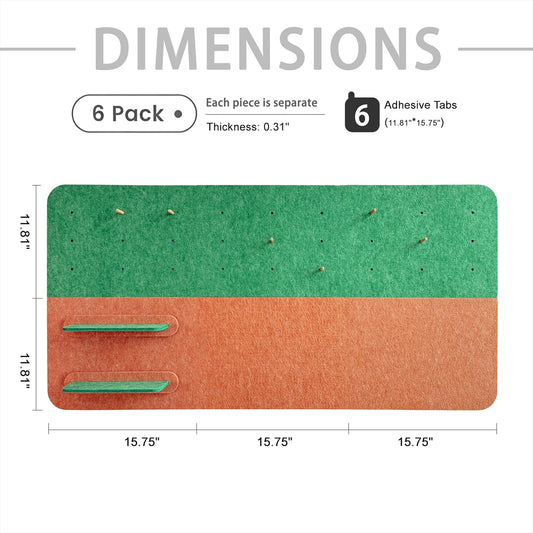 6 Pack Felt Bulletin Board Set, 11.8"x15.7" Wall-Mounted Pin Board, Cork Board Alternative with 2 Mini Insert Panels, Vision Board for Photo Display, Kids Wall Decor for Nursery, Classroom
