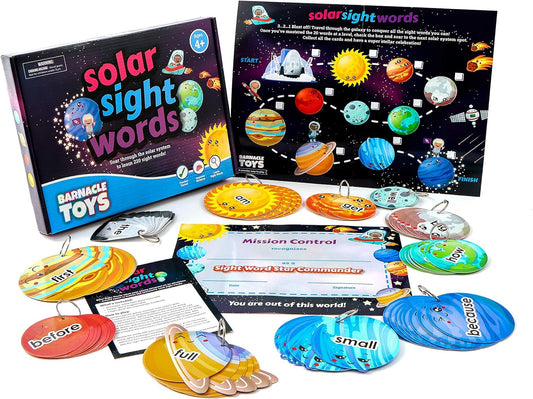 Solar Sight Words Flash Cards Kindergarten - 220 Reading Flash Cards for Kids Ages 4-8, Kindergarten Homeschool Supplies, Learn to Read Games for Kids Ages 5-7, 220 Dolch Sight Words