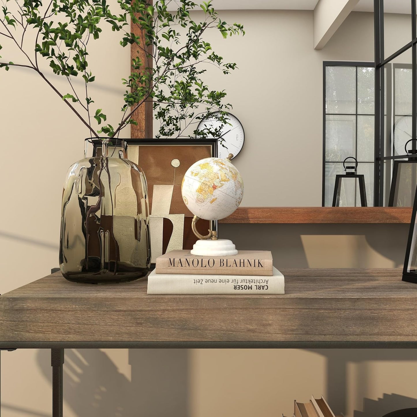 Deco 79 Marble Globe with Marble Base, 5' x 5' x 8', Teal