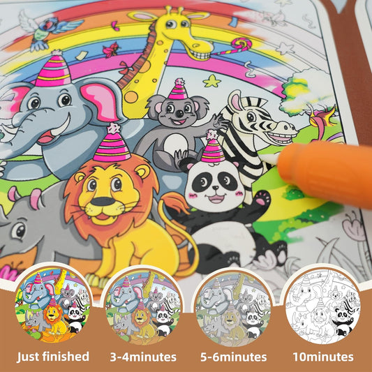 3-in-1 Reusable Water Painting Book for Kids – Preschool Learning Toy with 10 Themes – Water Coloring & Color-Sorting Game – No Mess Painting & Reusable Fun for Ages 3+