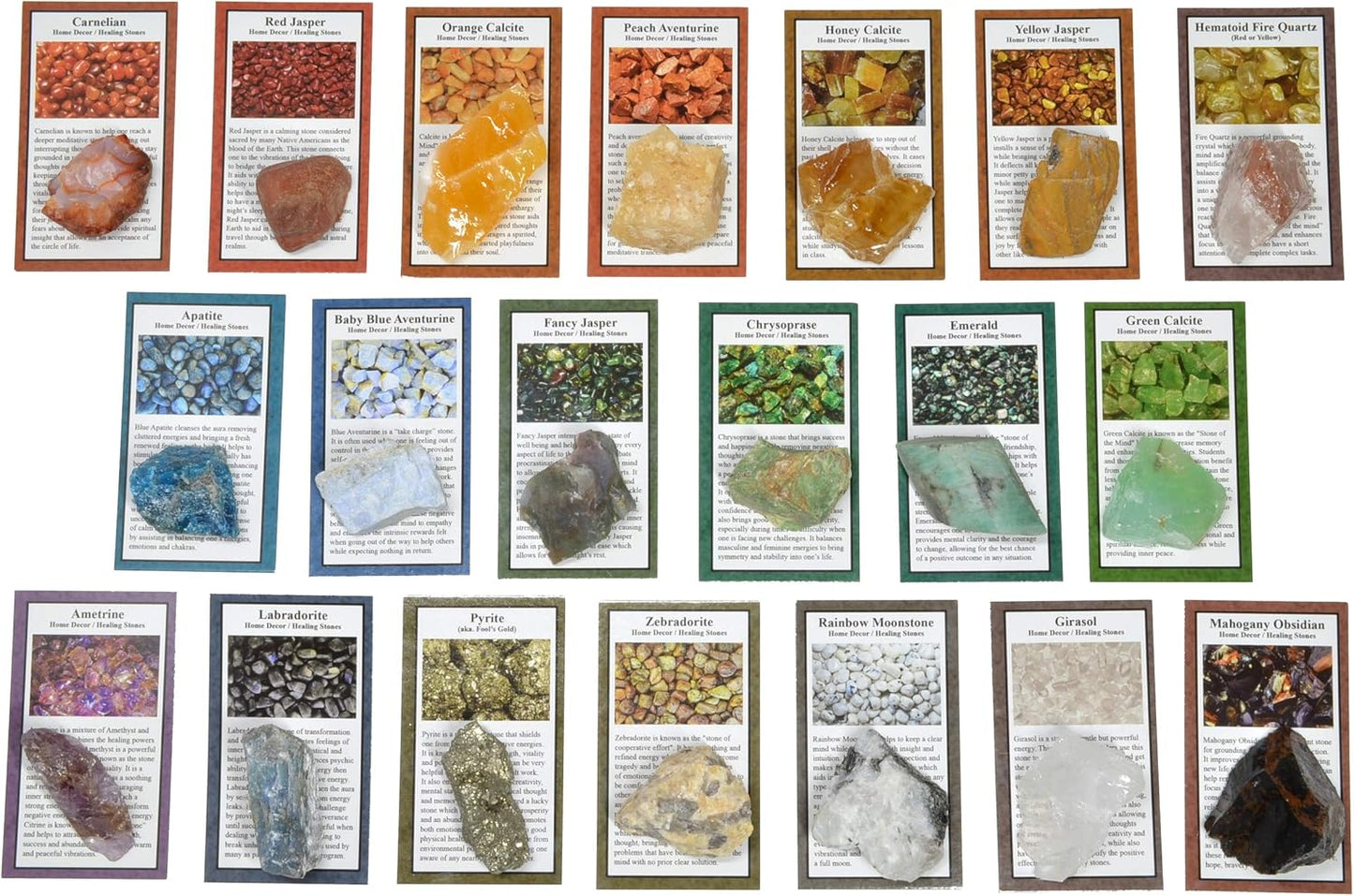 Fantasia Materials: 50 Different Rough Stones with Identification Cards - The Best Starter Rock Collection and Activity Kit Including Stones from Brazil, Madagascar, Mexico, Asia, India and More!