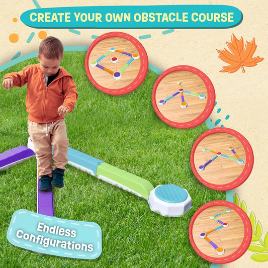 Balance Beam and Toddler Stepping Stones for Kids 13 Pieces, Sensory Play Toys for Toddlers, Indoor or Outdoor Play, Easy Stackable Storage