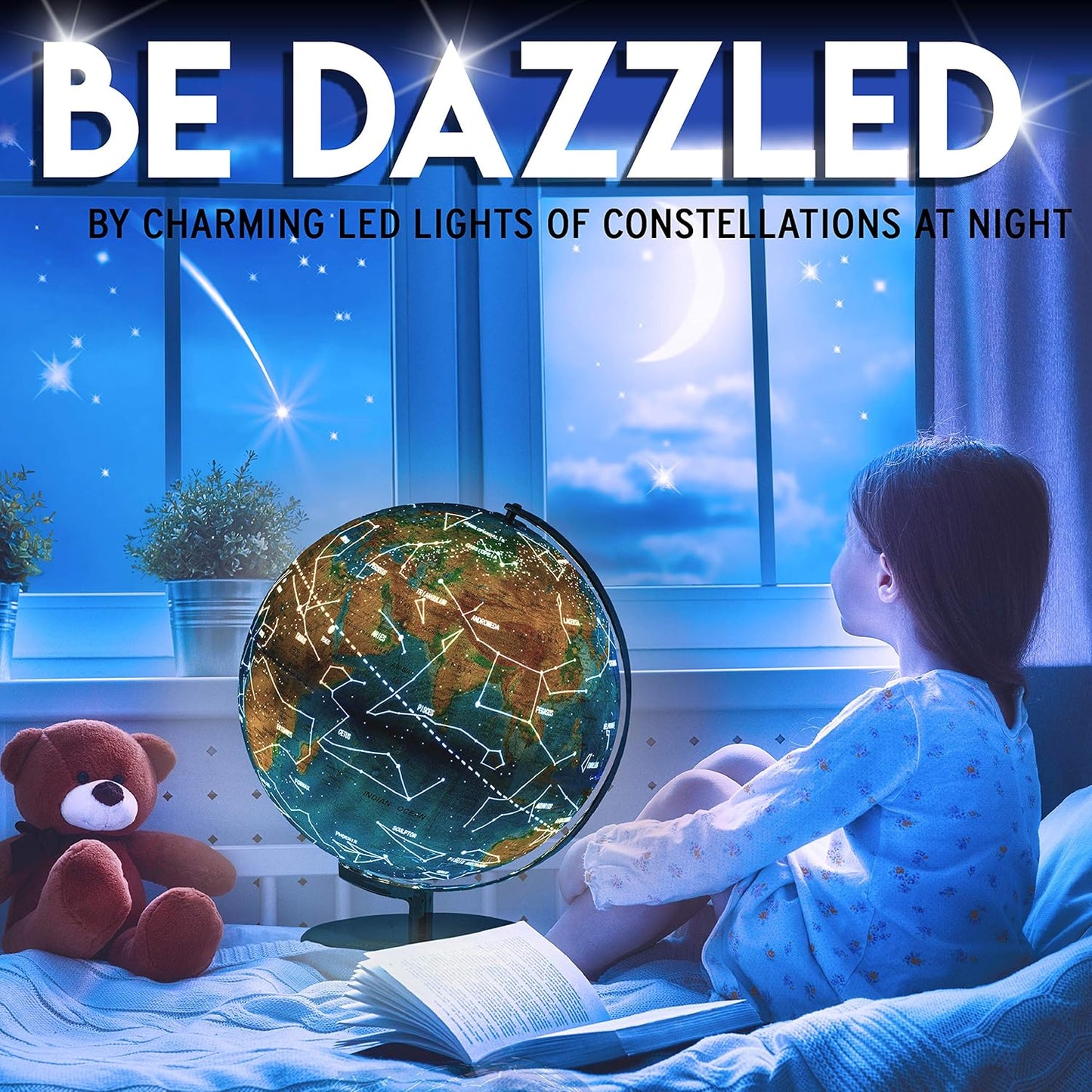 World Globe with Illuminated Constellations – 13” Light Up Globe For Kids & Adults – Gist - Compass Included Makes Great Educational Toys, Office Supplies, Teacher Desk Décor, More by Get Life Basics