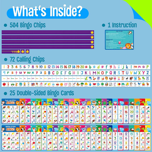 Sight Word Bingo Game, 144 Sight Words Learn to Read Level 1 & Level 2 Bingo Board Game Dolch's & Fry's Words Lists for Kindergarten and Preschool, Grade 1st, 2nd, Kids 4-8 (Up to 25 Players)