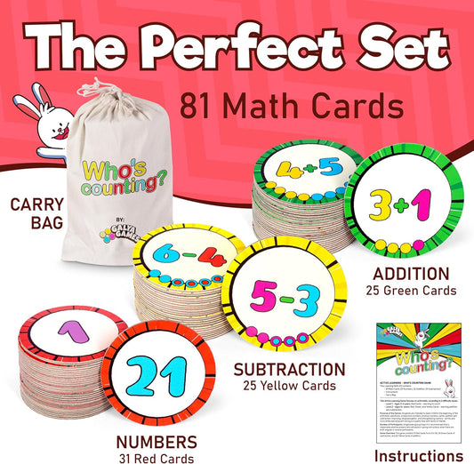 Math Flash Cards for Kids – Interactive Math Practice Kit with Addition & Subtraction, Preschool Learning Activities and Kindergarten Flash Cards for Classroom or Homeschool