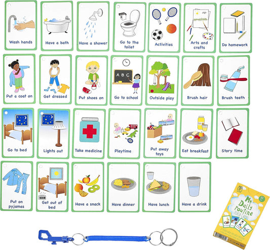 My Daily Routine Cards 27 PECS Flashcards for Visual aid Special Ed, Speech Delay Non Verbal Children and Adults with Autism or Special Needs