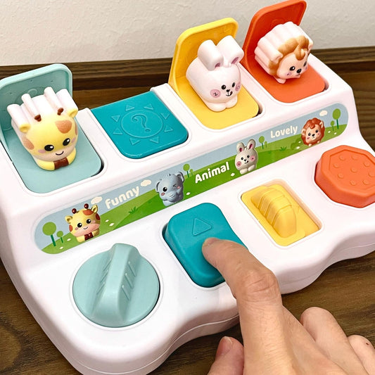 Cause-And-Effect Toys for Babies, educational toys for 1 year old, Developmental Toy With Buttons & Color Sorting Animal, toddlers 2-3, 18 Months kids Pop-Up toys, 6-12 months baby birthday gift.
