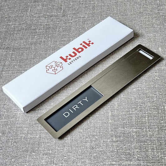 Kubik Letters Clean Dirty Magnet for Dishwasher, Premium Stainless Steel Grade 304, Kitchen Organizers and Storage Decor Accessories, Extra Adhesive Tapes Included.