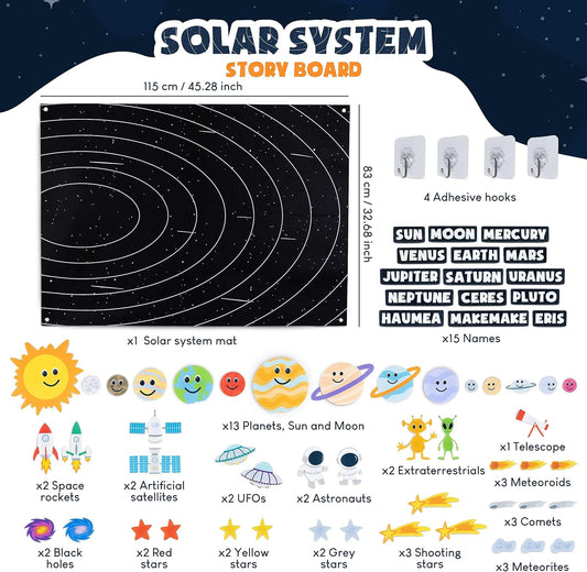 BONNYCO Solar System for Kids Toys with 61 Felt Figures. Space Montessori Toys, Girls Boys Birthday Gifts Planets. Felt Board for Toddlers Story, Educational Kids Gifts 3 4 5 6 7 8 Years, Christmas