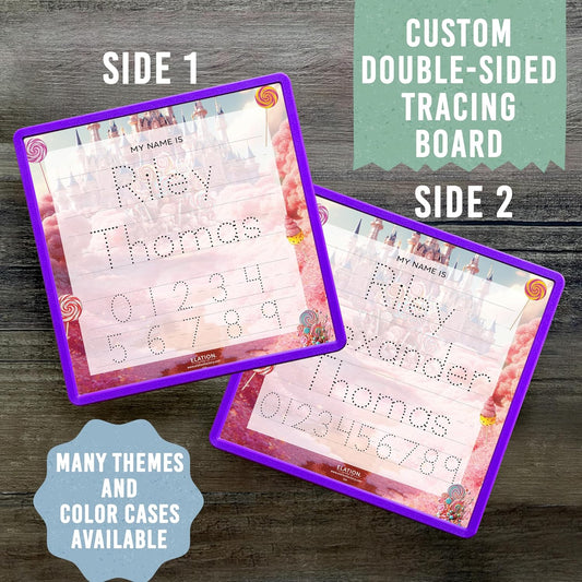 Kid's Name Tracing Board | Dry Erase Letter Tracing | Reusable Name Board | Alphabet Letters | Personalized | Candy Theme