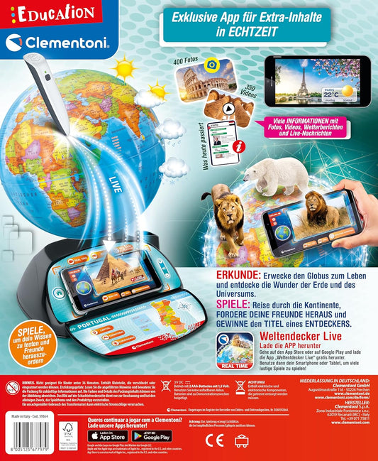 Clementoni 59364 Real-time Digital World Globe for Kids Ages 7 and Up