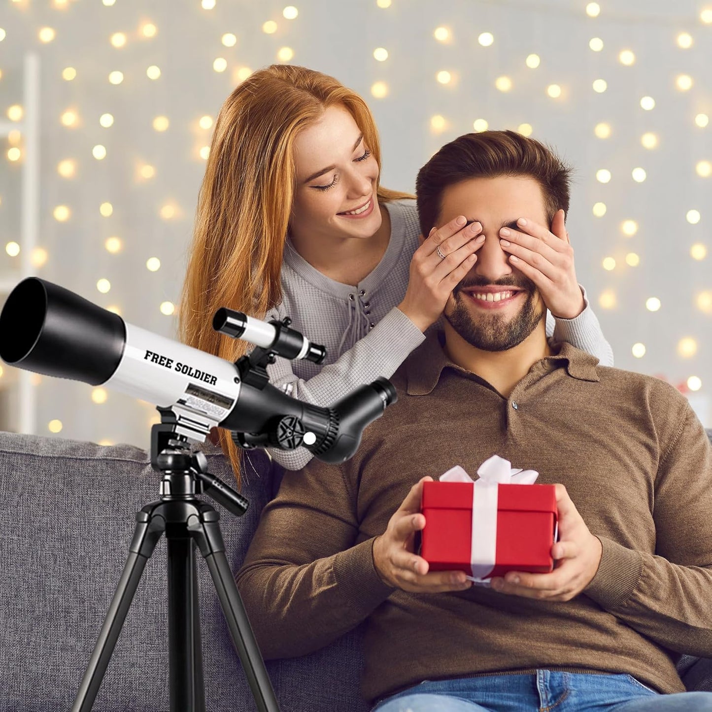 FREE SOLDIER Telescope for Kids 70mm Aperture Astronomical Refractor Telescopes for Beginners (15X-150X) 300mm Telescope for Adults High Powered with A Phone Adapter & A Wireless Remote (White)