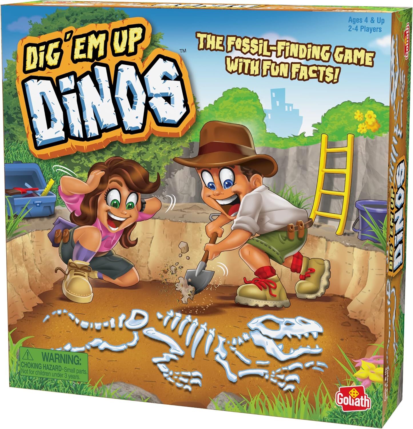 Goliath Dig 'Em Up Dinos - Fossil-Finding, Dino-Building Game Includes Fun Dinosaur Facts - 2-4 Players, Ages 4 and Up