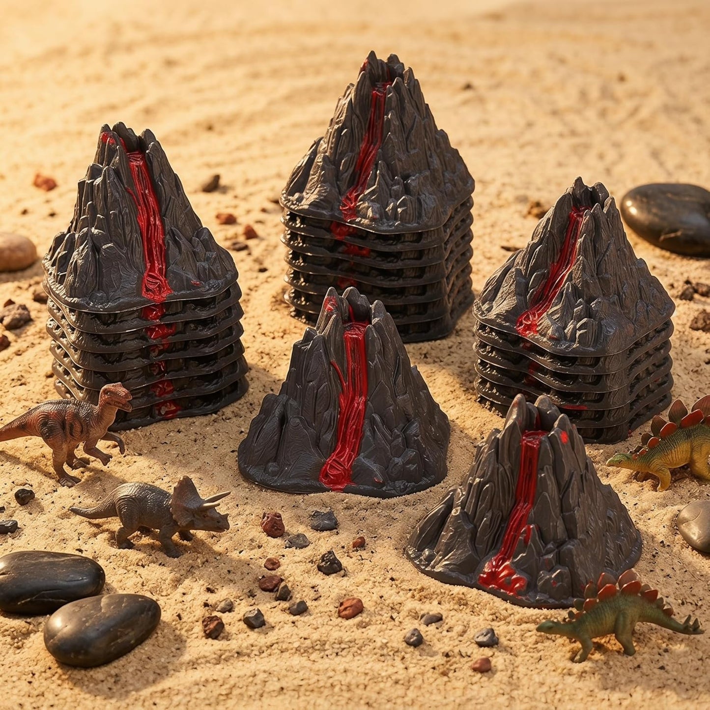 NUOBESTY 10Pcs Mini Volcano Model, Volcano Toy Scene Props for Dinosaur Habitat, Animal Scene, Sand Tray, Diorama, Fairy Garden, Desk Display, School Project, 3.15 x 2.76 x 2.36 in