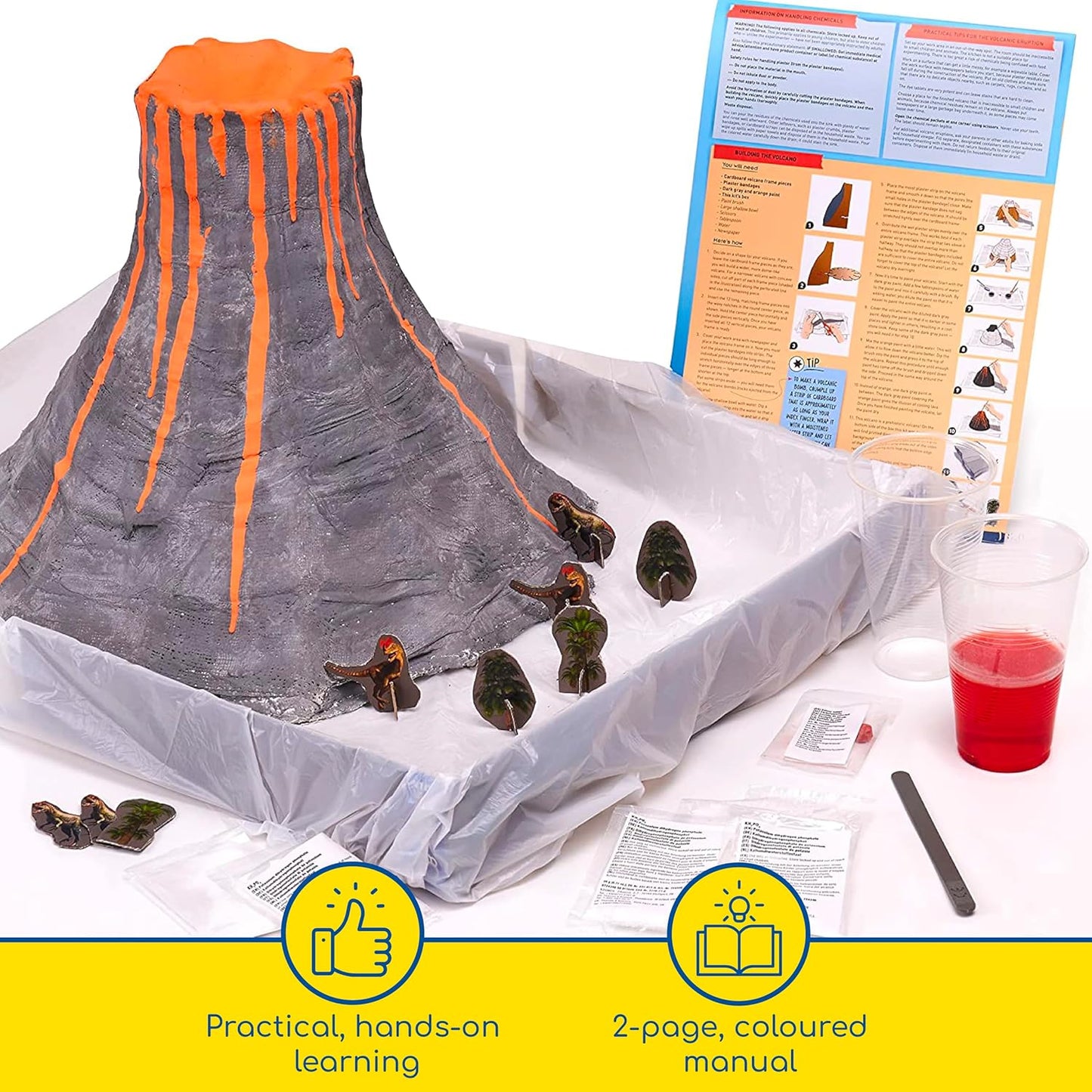 Thames & Kosmos Massive Erupting Volcano STEM Kit | DIY Giant Volcano Model, 1-Foot Tall | Includes Materials for Multiple Eruptions | Explore Volcanoes, Geology, Earth Science | Science Fair Project